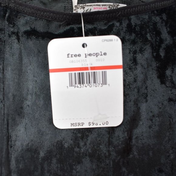 Free People Wait For It Velvet Lace Trim Mini Dress Black XS - Picture 13 of 14